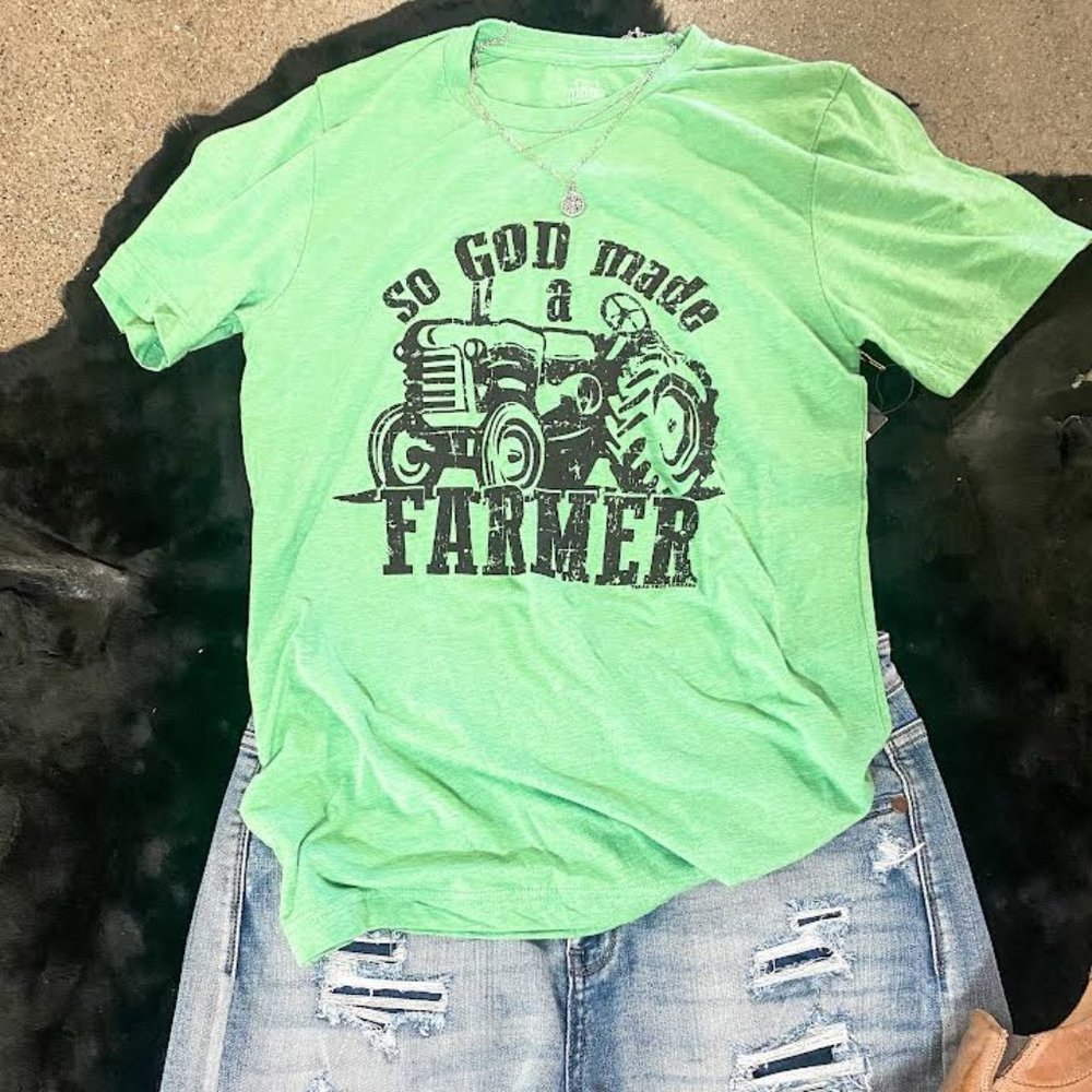 Womens Southern Christian Farmer T-Shirt Green NEW size XL